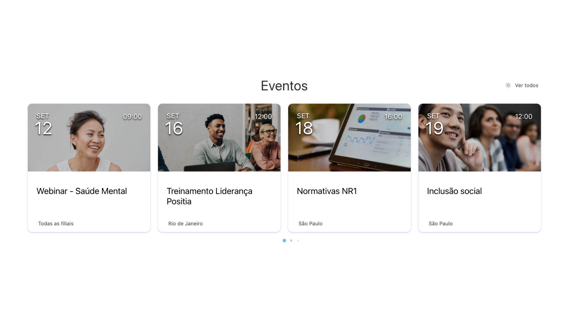 Calendário de eventos corporativos
